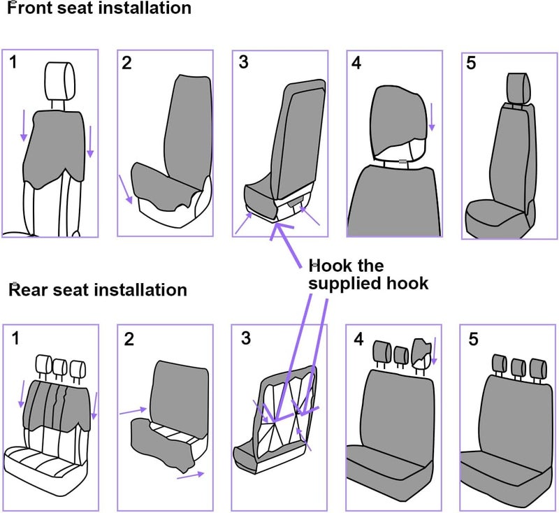 Sandfren Car Seat Covers, 9PCS Butterfly Print High Back Vehicle Front Seat & Rear Bench Protector, Breathable Automotive Interior Chair Accessories, Universal for SUV Sedan Truck (Blue) - Image 5